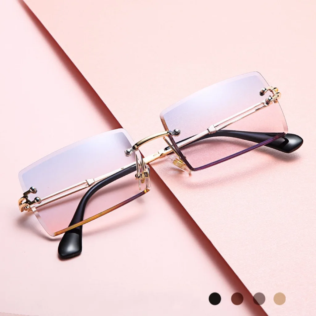 Same style trim sunglasses women's Japanese and Korean fashion frameless square sunglasses driving sunglasses
