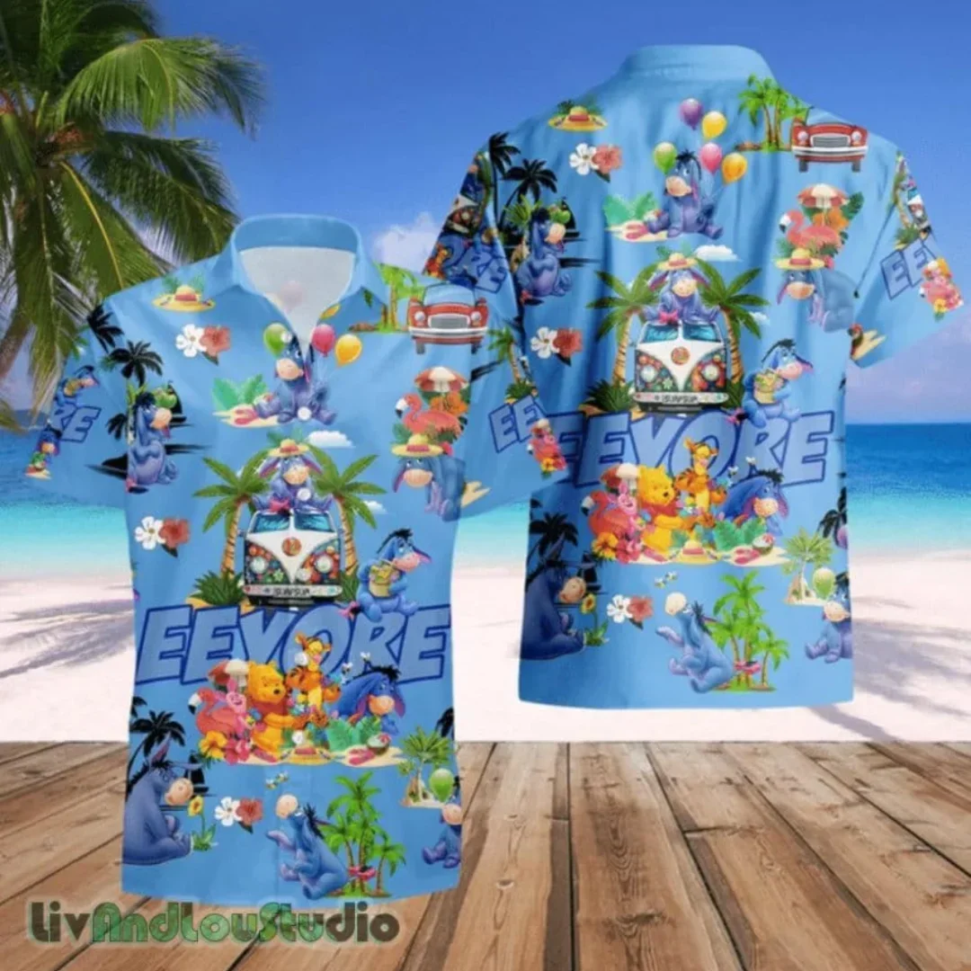 

Disney Eeyore Hawaiian Shirts Men's Women Kids Summer Short Sleeve Shirts Disney Hawaiian Shirts Winnie The Pooh Beach Shirts