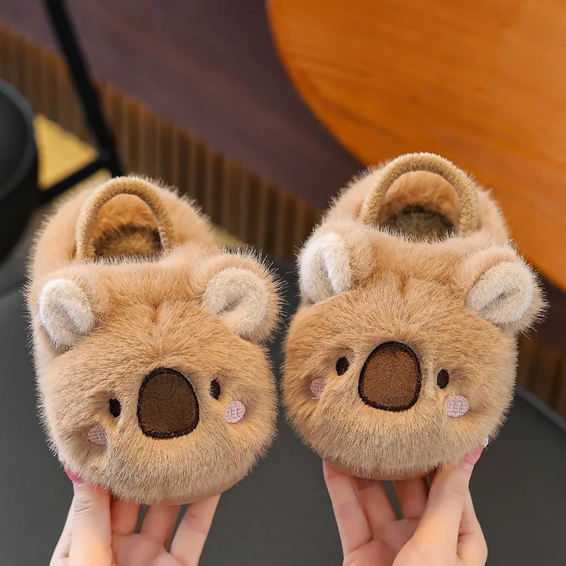 الشتاء الكرتون الوالدين والطفل أحذية قطنية دافئة نعال قماش الأطفال المضادة للانزلاق منصة النساء داخلي دافئ رقيق أحذية المنزل