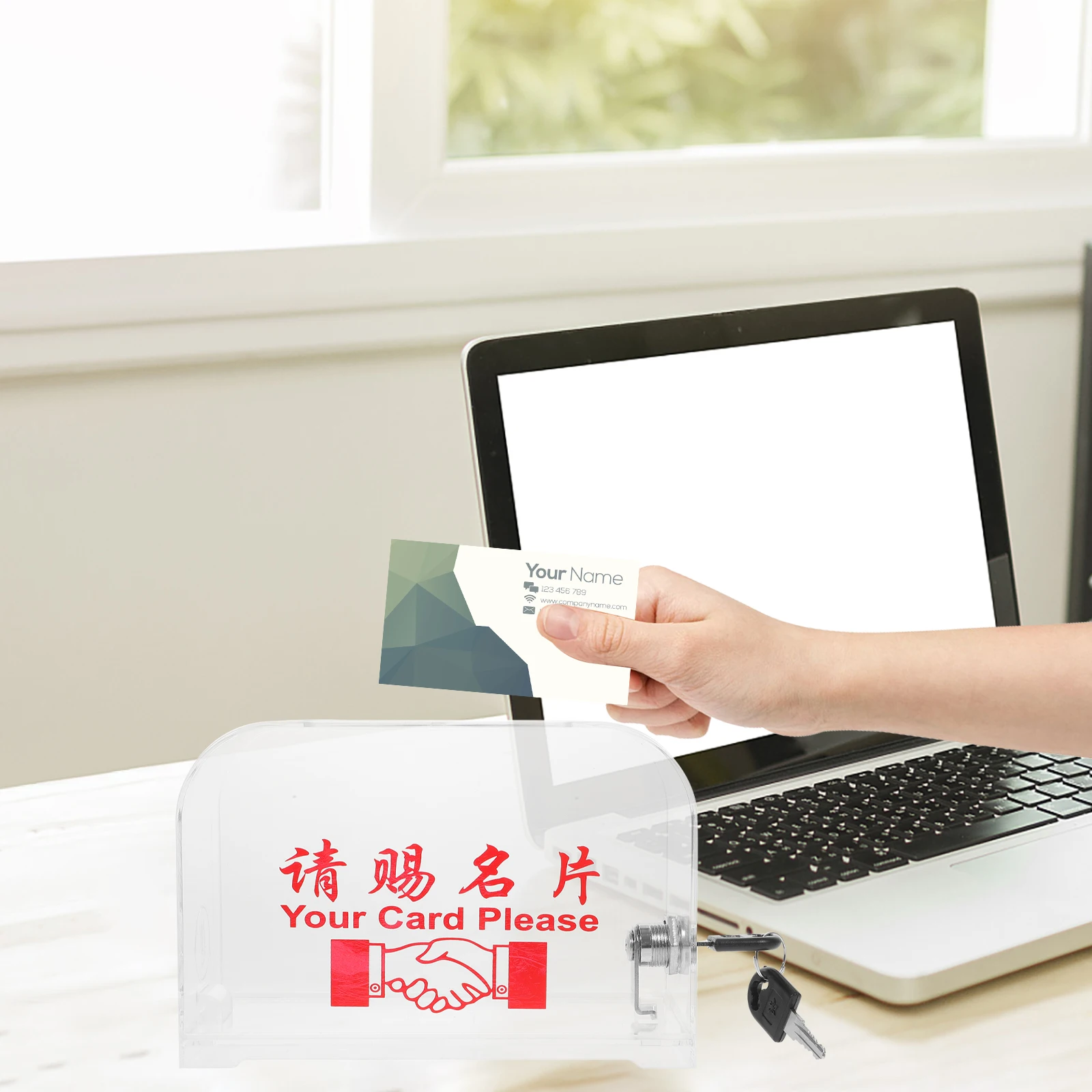 

Holder Transparent Box Lid Large Capacity Business Cards Storage Case Office Accessories Cards Portable Card for Business
