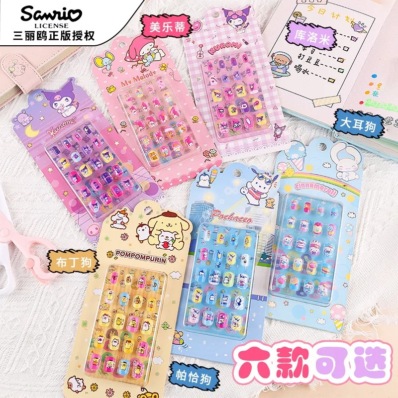 1PCS Miniso Sanrio Cartoon My Melody Fake Nails Press On Nails Lasting Anime Kuromi Cinnamoroll DlY Pochacco Nails Press Ons