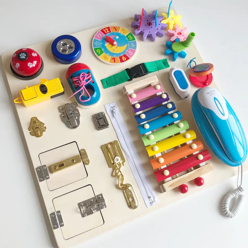 busyboard Early education busy box hundred treasure function box hands-on brain six-sided box wooden toys