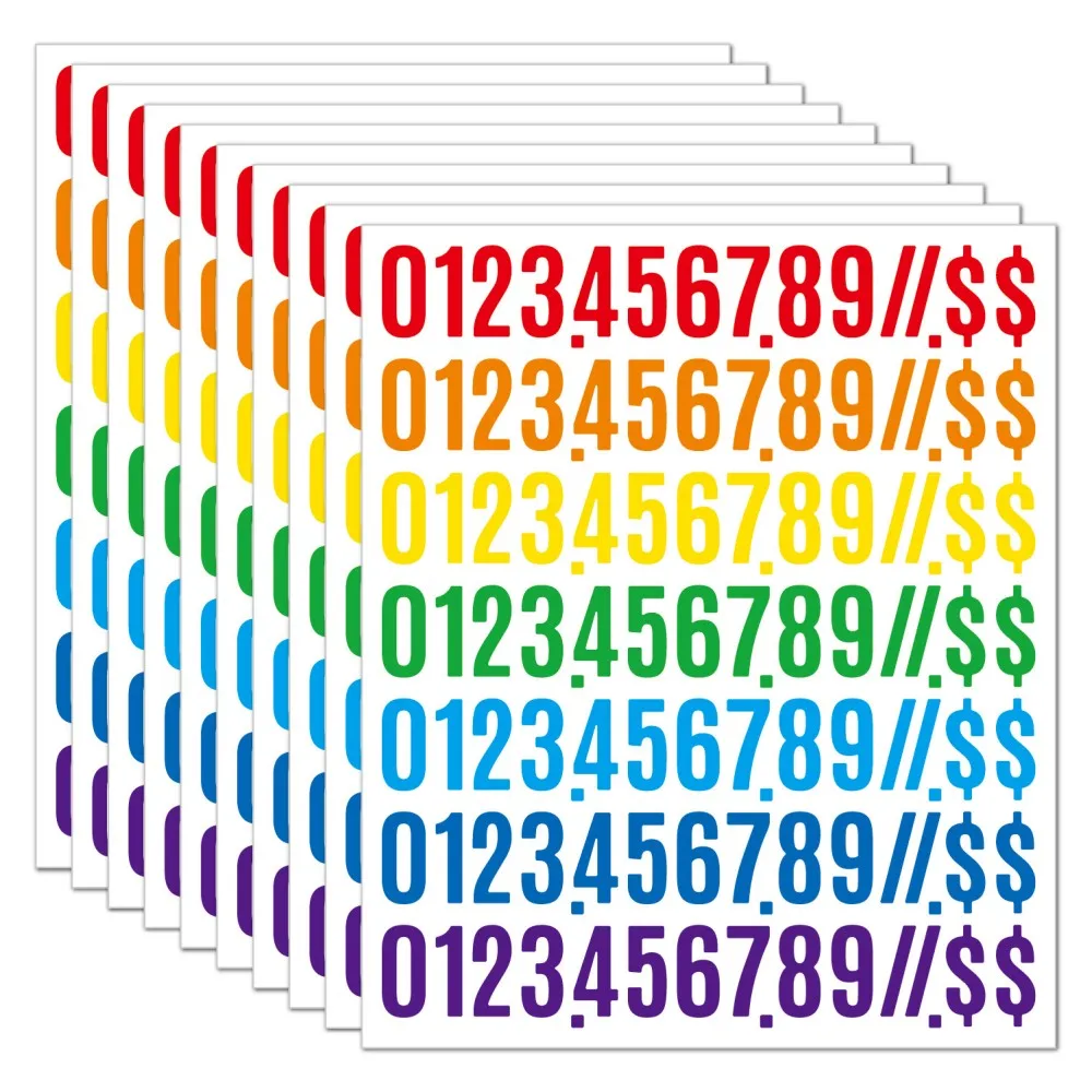5Pcs/set 1 inch Functional Planner Stickers Vinyl Waterproof Black White Colorful DIY Number Sticker For Cup Laptop Price Tag