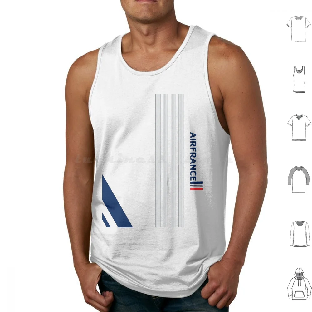 Air France Tank Tops Print Cotton Airbus Aviation Plane Pilot Captain Cabin Stripes Airways Boeing Aeroplane Autopilot