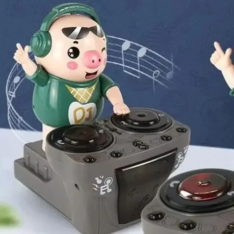 Elektronik DJ Rock Piggy Waddles Menari Mainan Musik Balita Mainan Musik Ringan Lucu Ayunan Menari Piggy Mainan untuk Hadiah Bayi Anak-anak