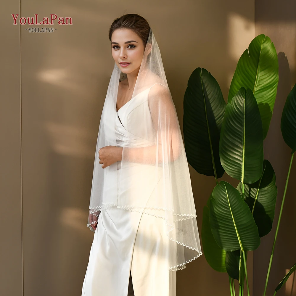 

YouLaPan V264 Double Layer Elegant Ladies Veil Made Of Transparent Nylon Soft Mesh Bridal Veil For Wedding Veil
