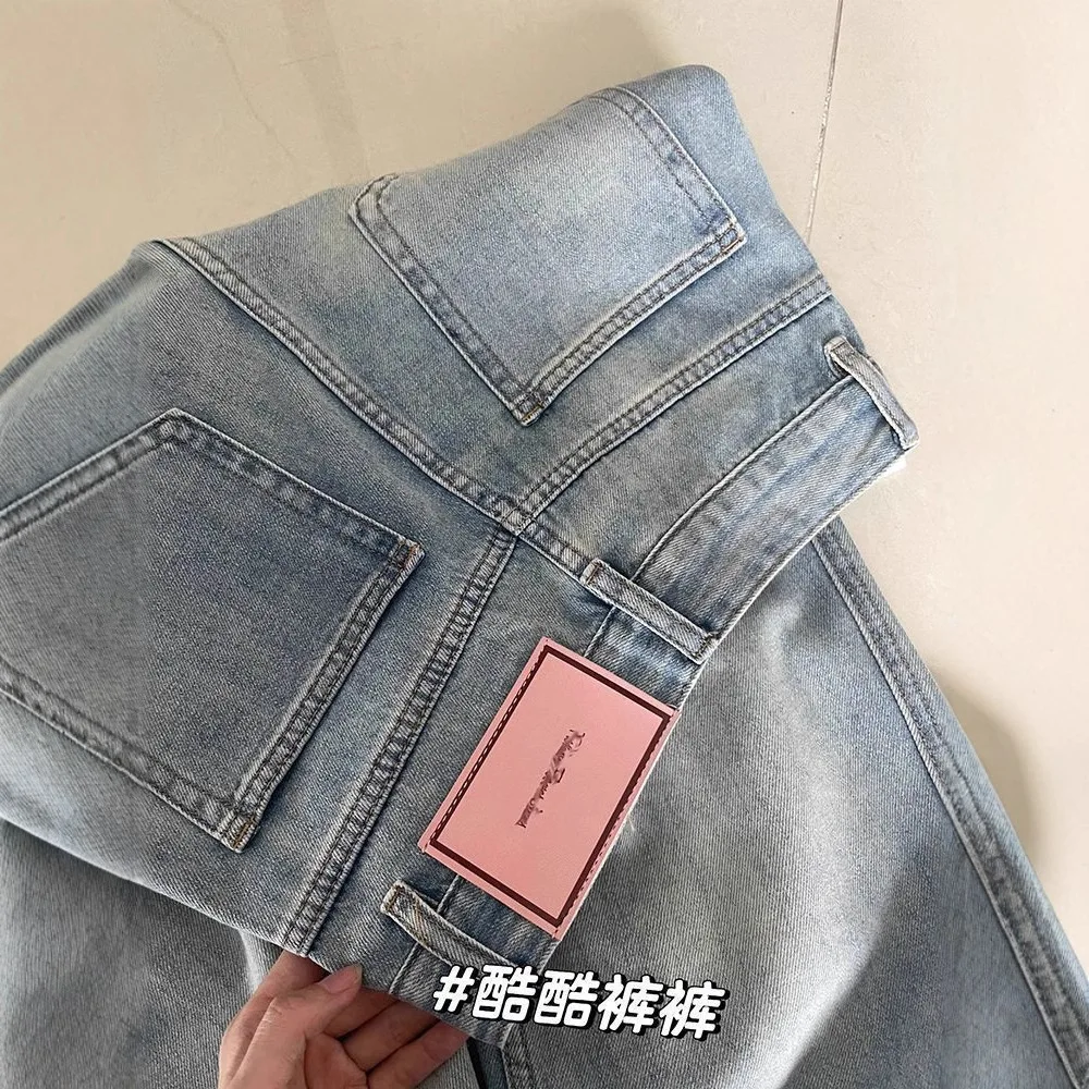 Jeans for Women High-Waisted Straight Wide-Leg Pants Loose Slim-Fit Drapey Versatile Streetwear for Spring & Autumn