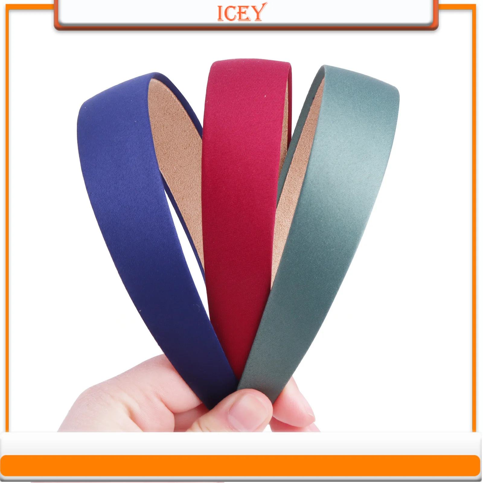 Icey Beauty 1pc Color Satin Headband 3cm Wide Edge Handmade DIY Hair Clip Simple Headband for Women's Hair Accessories