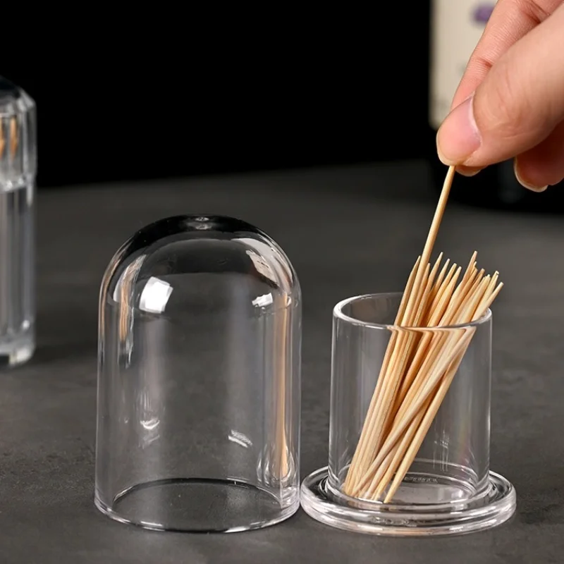 Simple Acrylic Toothpick Box, Creative Toothpick Holder, Transparent Tape Cover, Plastic Cotton Swab Dispenser, Commercial Use