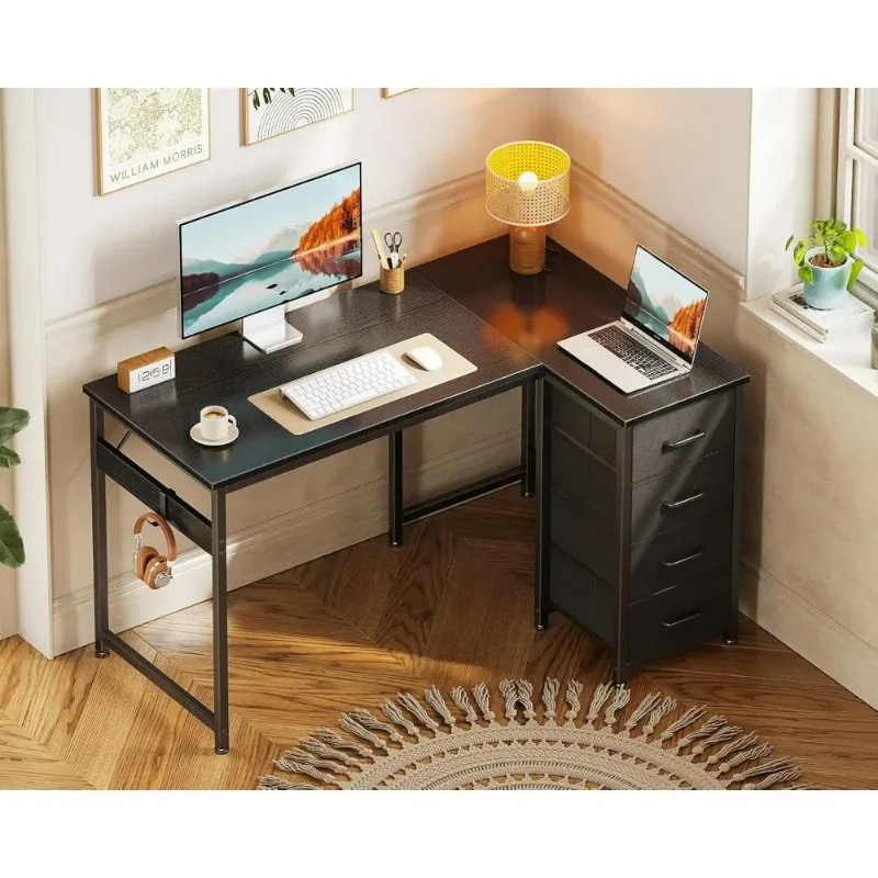L Shaped Desk with 4 Drawers, 40