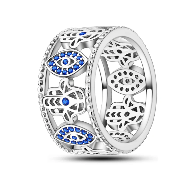 Women's Silver Plated Hollow Evil Eye Ring