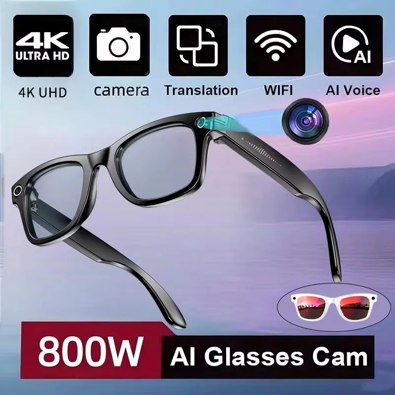 

2025 NEW 8 Million Pixels Smart Glasses Recording Videos AI Photo Recognition Answer Translation Ghat GPT Bluetooth Call Glasses