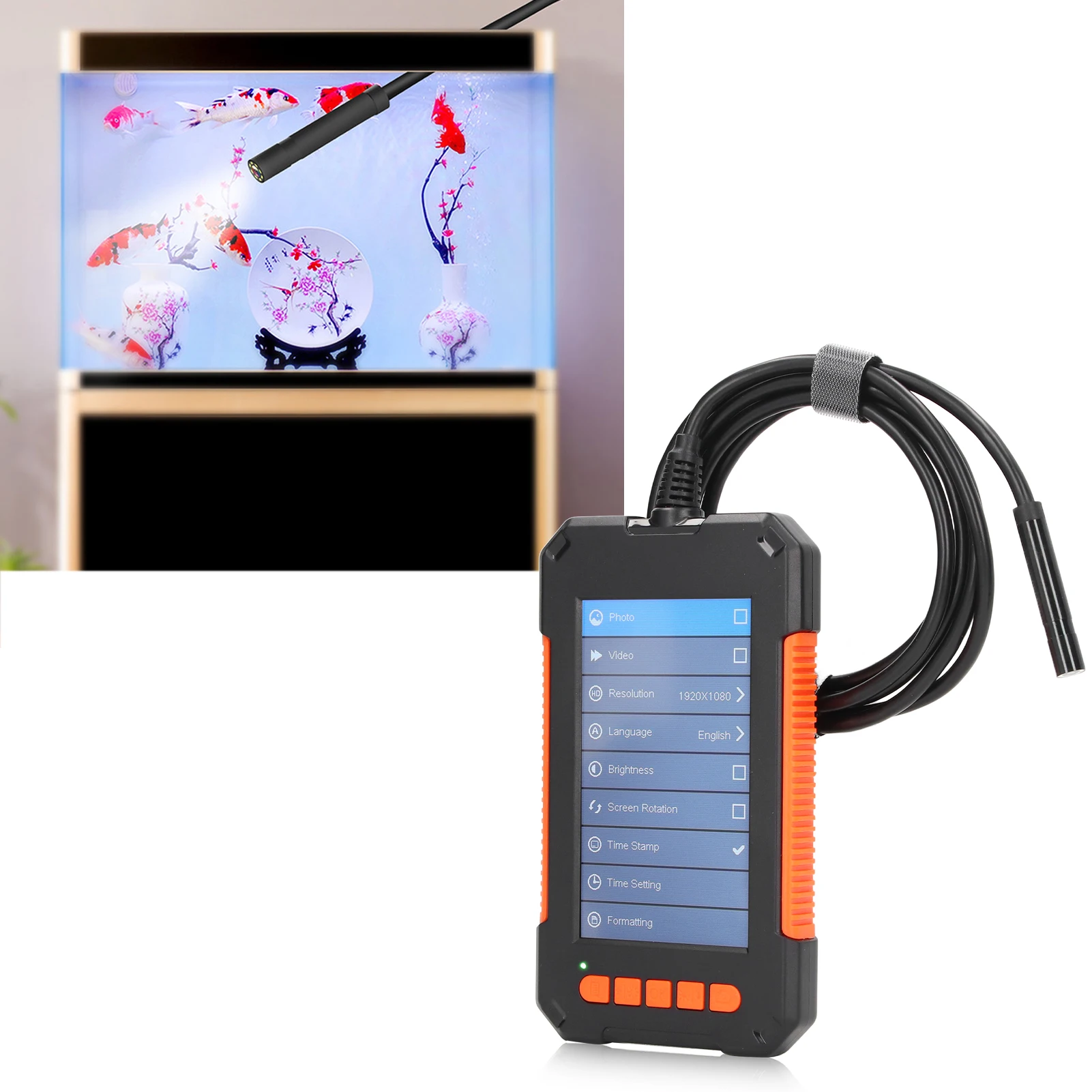 Industrial Endoscope 1080P Digital Borescope Inspection Sewer Camera 4.3in  Screen 8mm Lens Industrial Endoscope Sewer Camera