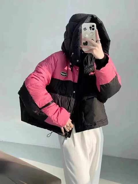 Winter Warm Patchwork Parkas Women Y2K Fashion Loose Hooded Crop Puffer Jacket Korean Streetwear Thick Zipper Fluffy Down Coats 6 Winter Warm Patchwork Parkas Women Y2K Fashion Loose Hooded Crop Puffer Jacket Korean – view 6