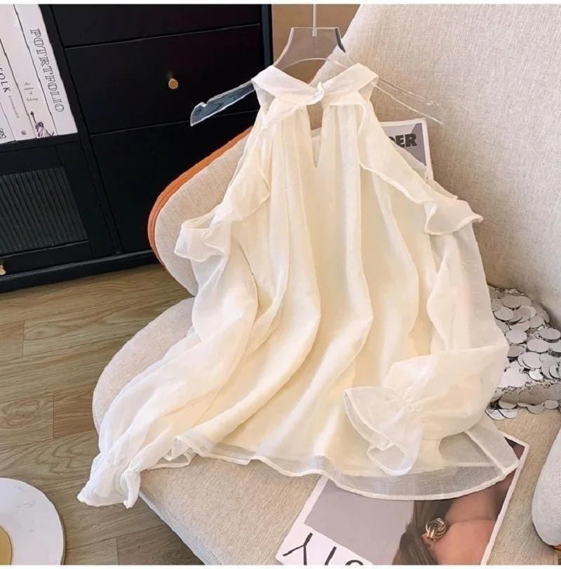 Women Tops Strapless Long Sleeve Off Shoulder Summer Spring Blouse Korean Fashion Style Shulderless Chiffon Solid Pullover