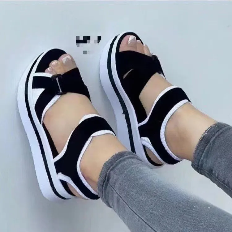 

Summer New Platform Platform Simple Muffin Bottom Open-toe Sandals Chain Fashion Casual Large Size High-heeled Women's Sandals