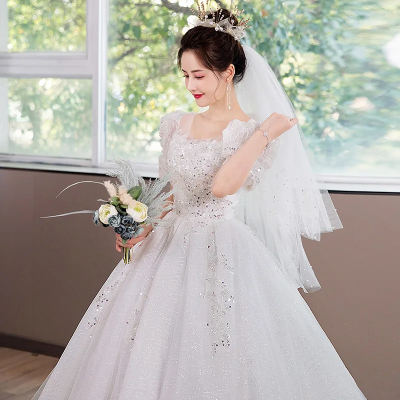 Customized Ball Gown Women Wedding Dresses Sequins Appliques Bridal Gowns Formal Vestido De Noiva robe de mariée Abendkleider