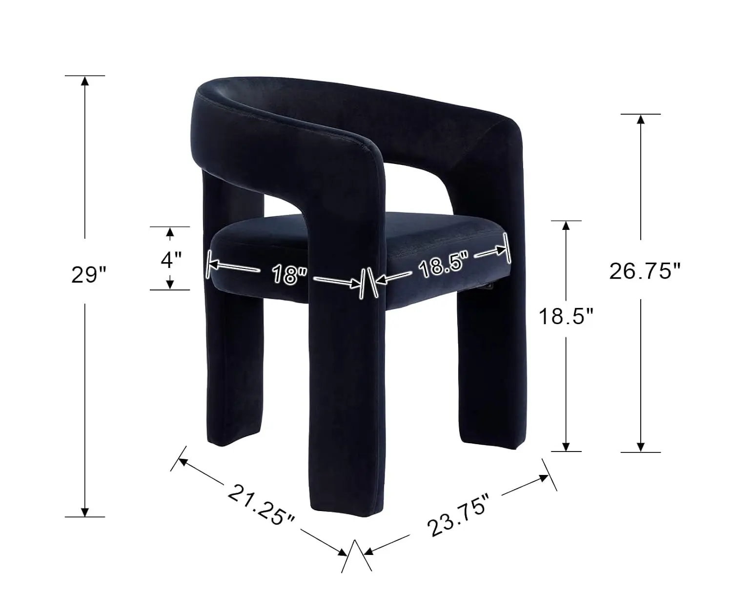 Modern Velvet Barrel Dining Chairs Set of 6, Black, Custom
