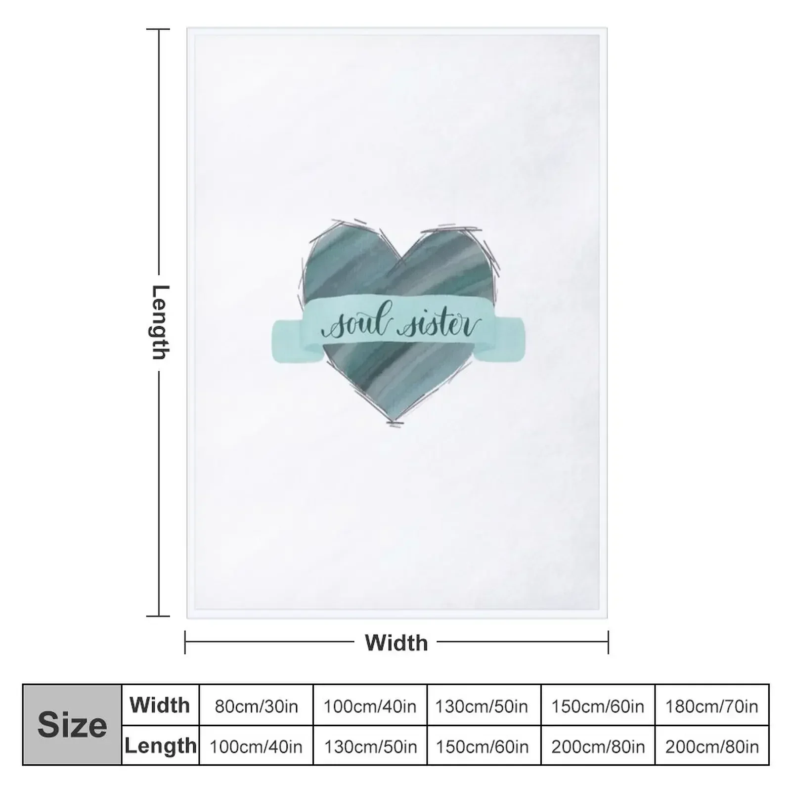 Soul sister watercolor heart with banner Throw Blanket couch cozy soft plush fuzzy picnic outdoor blanket