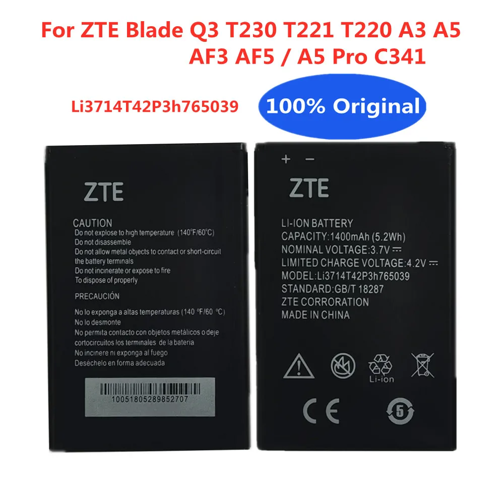 

New Original High Quality Li3714T42P3h765039 Battery For ZTE Blade Q3 T230 T221 T220 A3 A5 AF3 AF5 A5 Pro C341 Phone Batteries