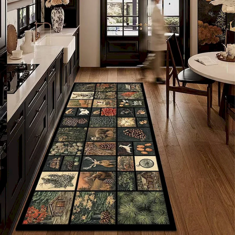 VIKAMA Rustic Cabin Deer Forest Runner Rug Non‑Slip Vintage Mountain Long Floor Mat for Kitchen Hallway Entryway Home Decor - view 5