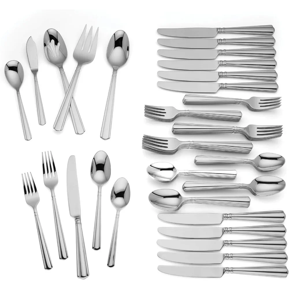 

Stainless steel tableware set 65Pc Flatware Set, Metallic,Silver kitchenaid kitchen accessories Tableware Cutlery sets Spoon