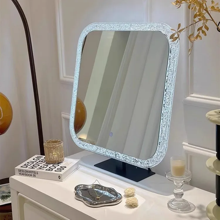 DSA Home Simple Fill Light Makeup Mirror Bedroom Desktop Makeup Beauty Round Mirror Square Mirror Desktop