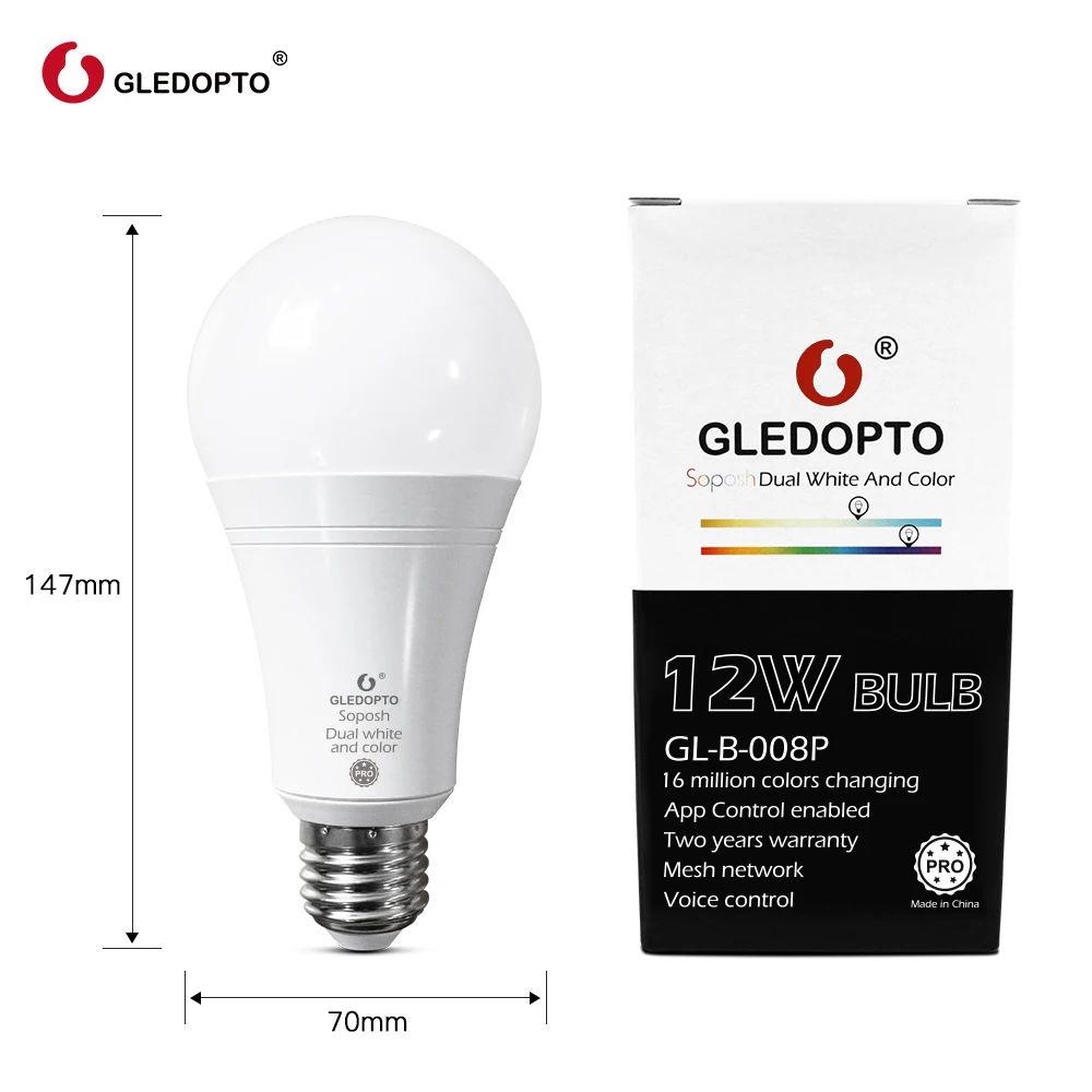 GLEDOPTO Zigbee 3.0 Pro 4W 5W 6W 12W RGB+CCT LED Smart Bulb MR16 GU10 E14 E27 Led Lamp Compatible Echo Alexa APP/Voice/RF Remote