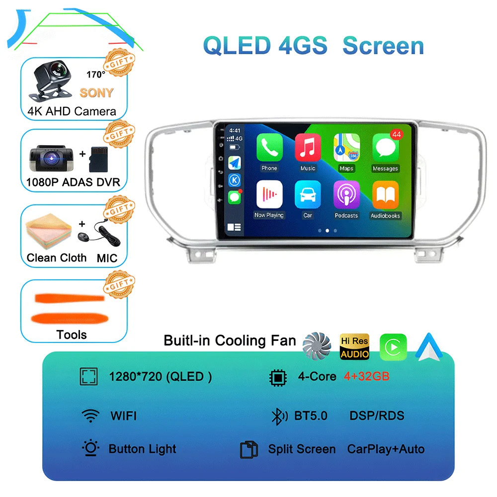 Android 16 autoradio multimediasysteem navigatie GPS 2 Din stereo DVD accessoires speakers voor KIA Sportage 4 KX5 2016 - 2018