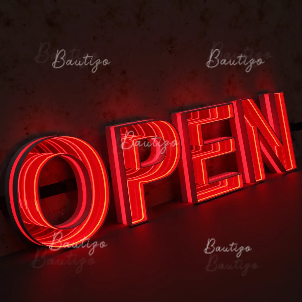 Custom Infinity Mirror Light Up Letters Indoor 3D LED Sign Reception Glowing Wall Decor for Home or Business