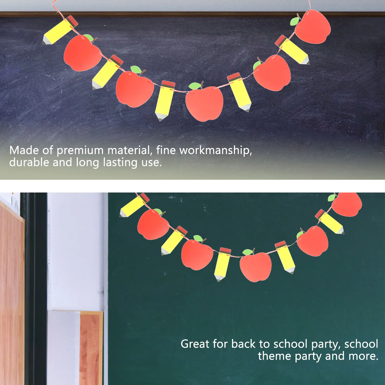 

1 set Apple Pencil School Supplies Back to School Banner Decor Hanging naments Paper Decorations Classroom Party Layout