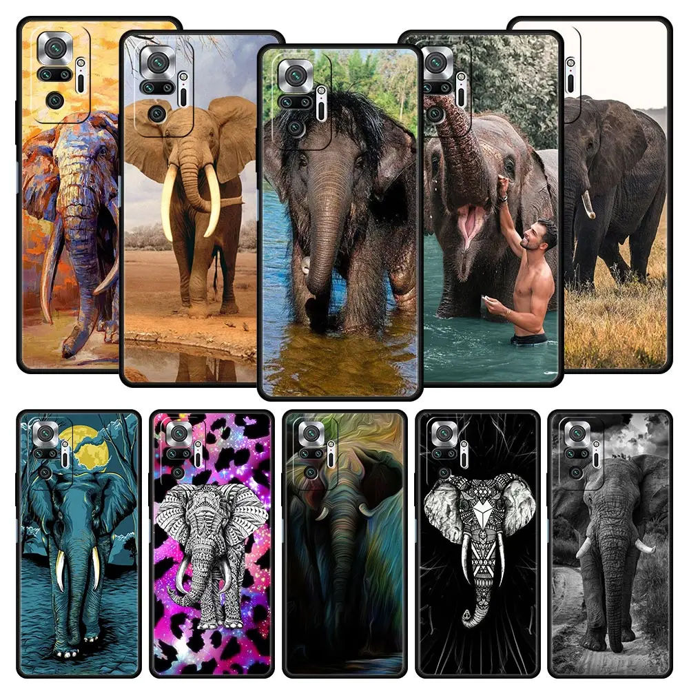 Animal Elephant Creative Phone Case For Xiaomi Redmi Note 13 12 5G 11 10 Pro Plus 4G 9S 9 8 7 9T 13C 10C 9C 9A Silicone Cover