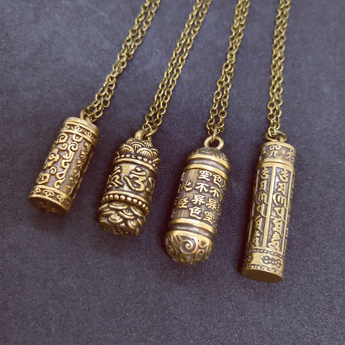 Mini Brass Spoon Jar Accessories Pendants Locket Sanskrit Mantra Embossed Necklace Urn necklace Charm Memorial Jewelry