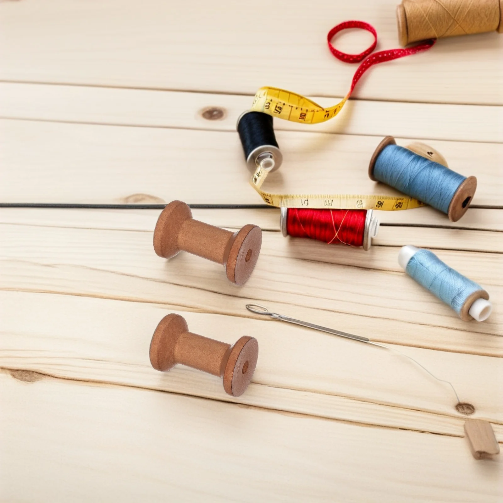 

25 шт. деревянные катушки, винтажный дизайн, держатели для натуральных лент для шитья, пряжа для вышивания, прочные органайзеры для ниток из цельного дерева, пустые