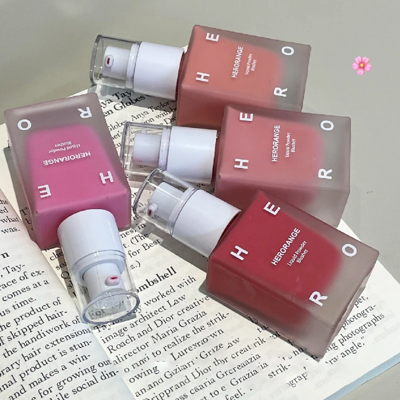 HERORANGE 4 Kleuren Vloeibare Blush Gepresste Blush Hydraterende Kleurversterkende Blush voor Gezicht, Ogen en Lippen Vrouwen Make-up Creëer Rouge Blush Crème