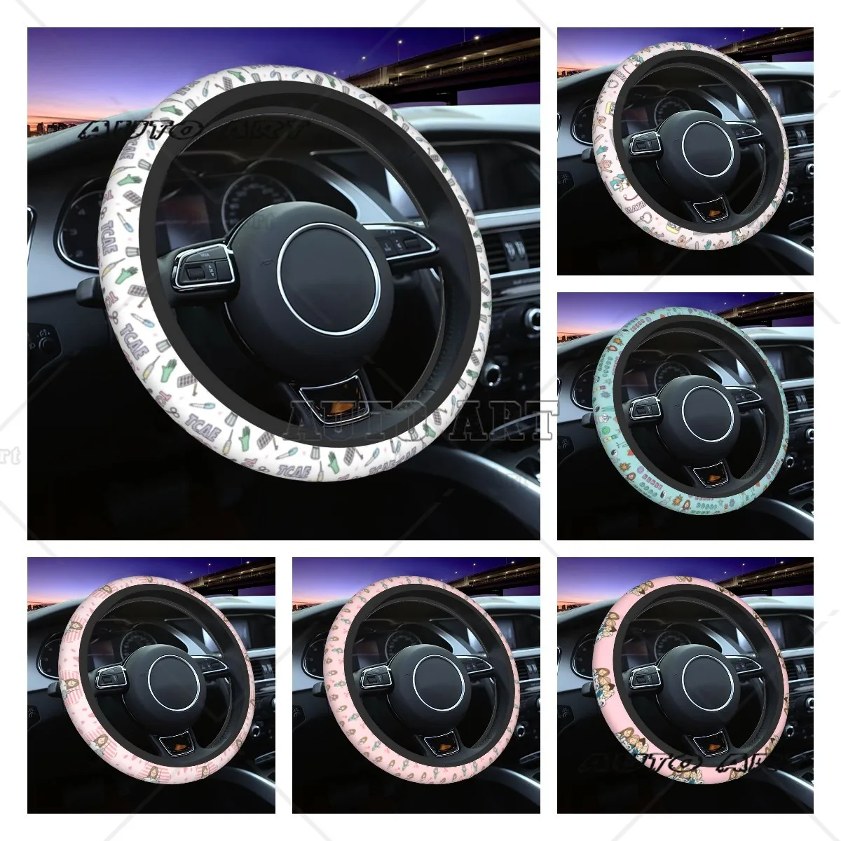 38cm Car Steering Wheel Cover Enfermera En Apuros Nurse Braid on The Steering Wheel Cover Car-styling Steering-Wheel Accessories