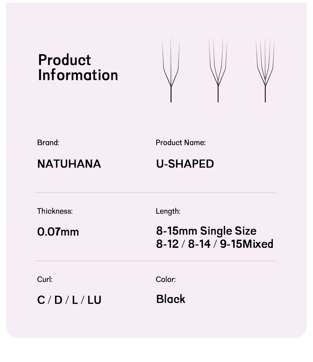 NATUHANA U-förmige 3D 4D 5D Wimpernverlängerung YY Lashes Superweiche, vorgefertigte Volumen-Fächerwimpern C/D natürliche Wispy Lash – Detail 2