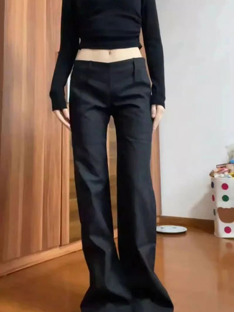 Skin-friendly Smooth All-match Summer Formal Commuting High Waist Leisure Women Pants Vintage American Style Slouchy Temperament