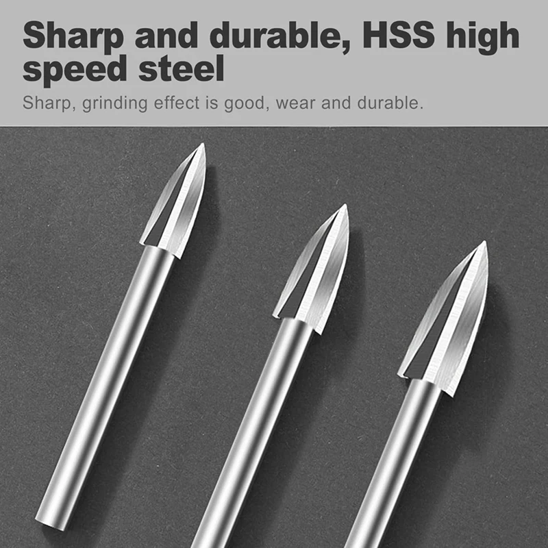 A23T 5 PCS Wood Carving Drill Bits Set, 1/8In Shank Diamond Rotary Tool Accessories for Engraving, DIY Wood Stone for Craft
