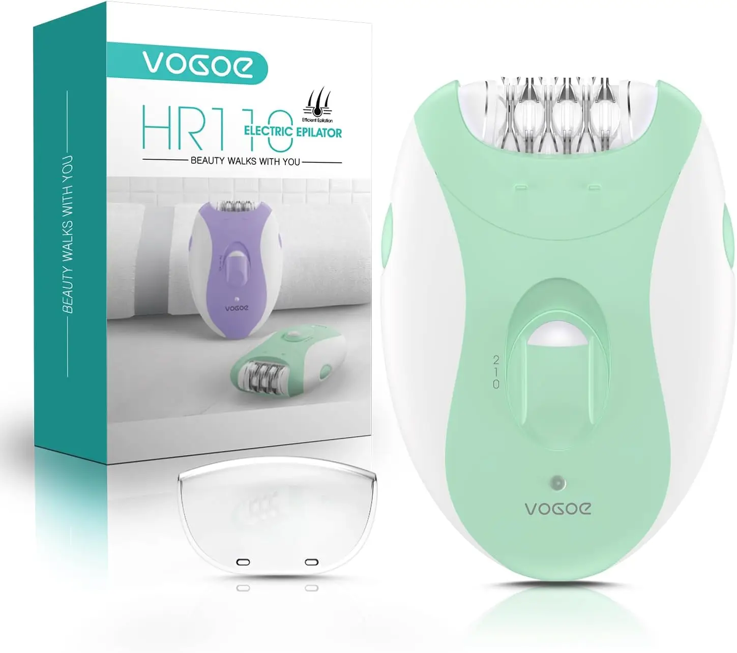 

Cordless Epilator for Women with 21 Tweezers & LED Light, 2 Speeds Rechargeable Hair Removal Device for Arms & Legs (Light Green