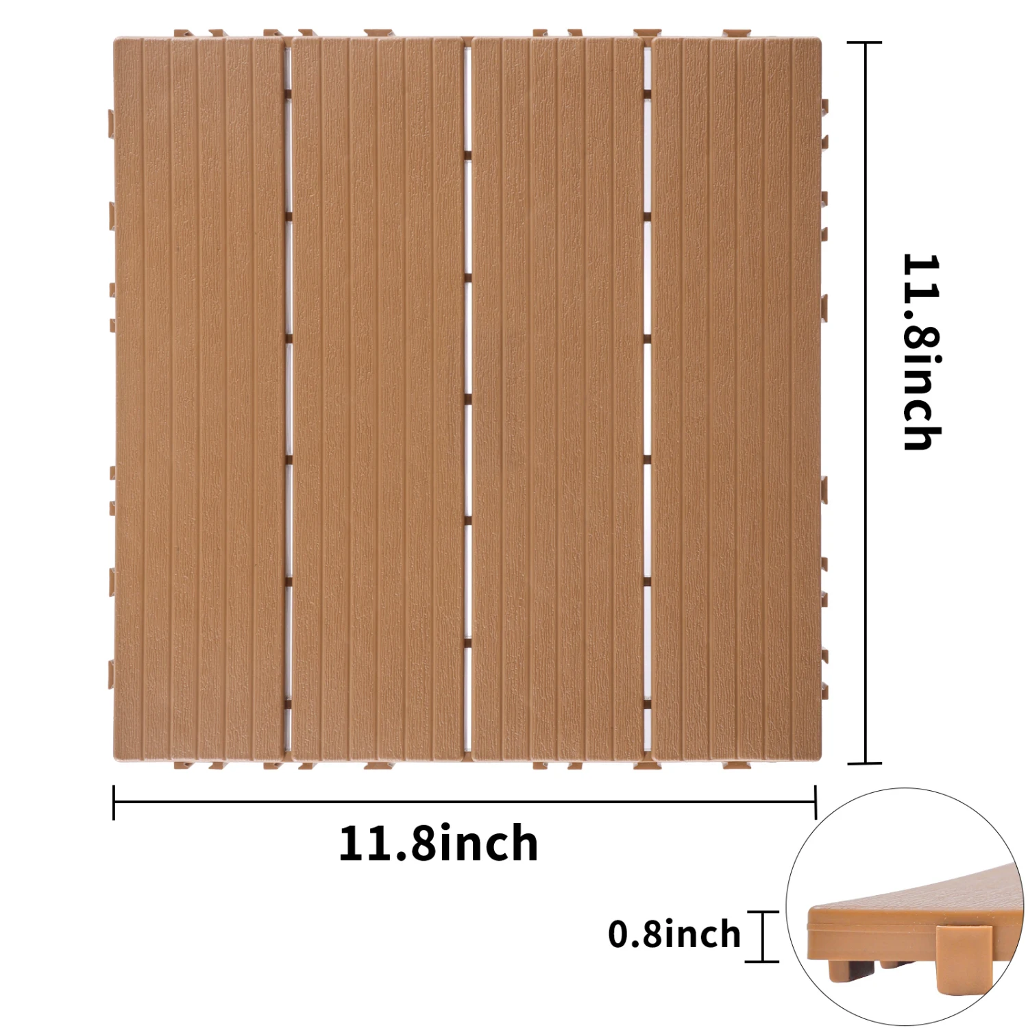 Plastic Interlocking Deck Tiles, 11.8