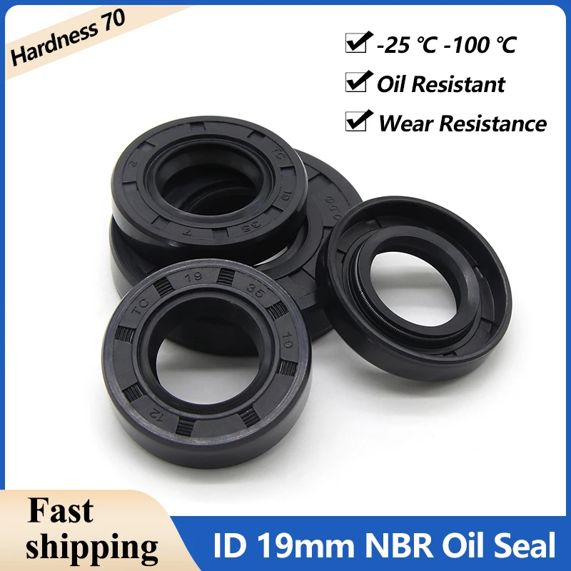 2/5/10pcs ID19mm Black NBR Oil Seals TC-19*28/29/30/32/35/40/47*5/7/8/10mm Nitrile Rubber Shaft Double Lip Oil Sealing Gaskets