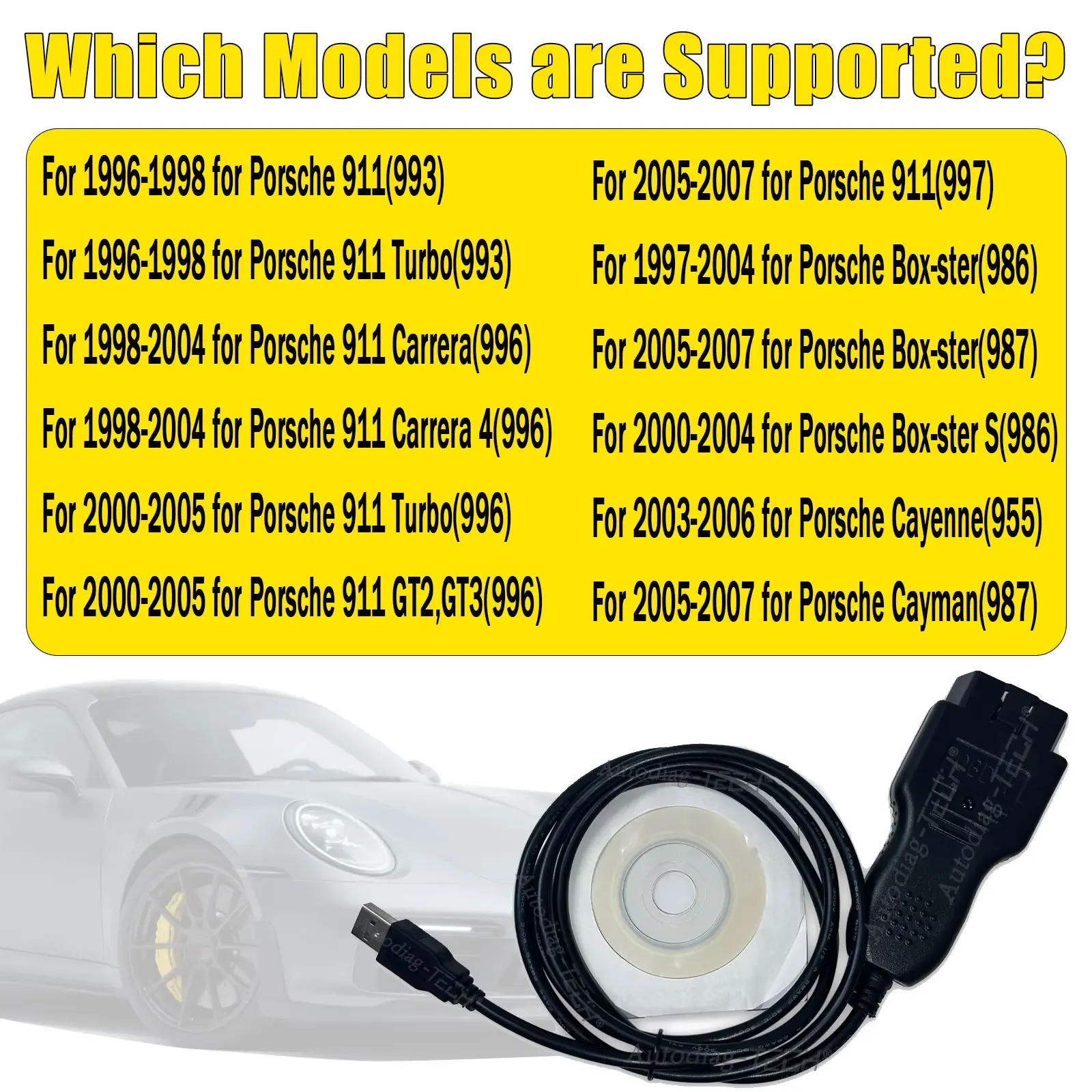 OBD2 USB Scanner for Porsche Piwis Compatible with Durametrice Automatic Diagnostic Tool for Porsche 911 Turbo/Carrera/GT2/GT3