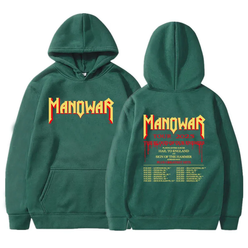 The Blood Our Enemies Tour 2025  Hoodies Manowar Heavy Mental Band Print Sweatshirts Unisex Streetwear Hip Hop Men/Women Clothes