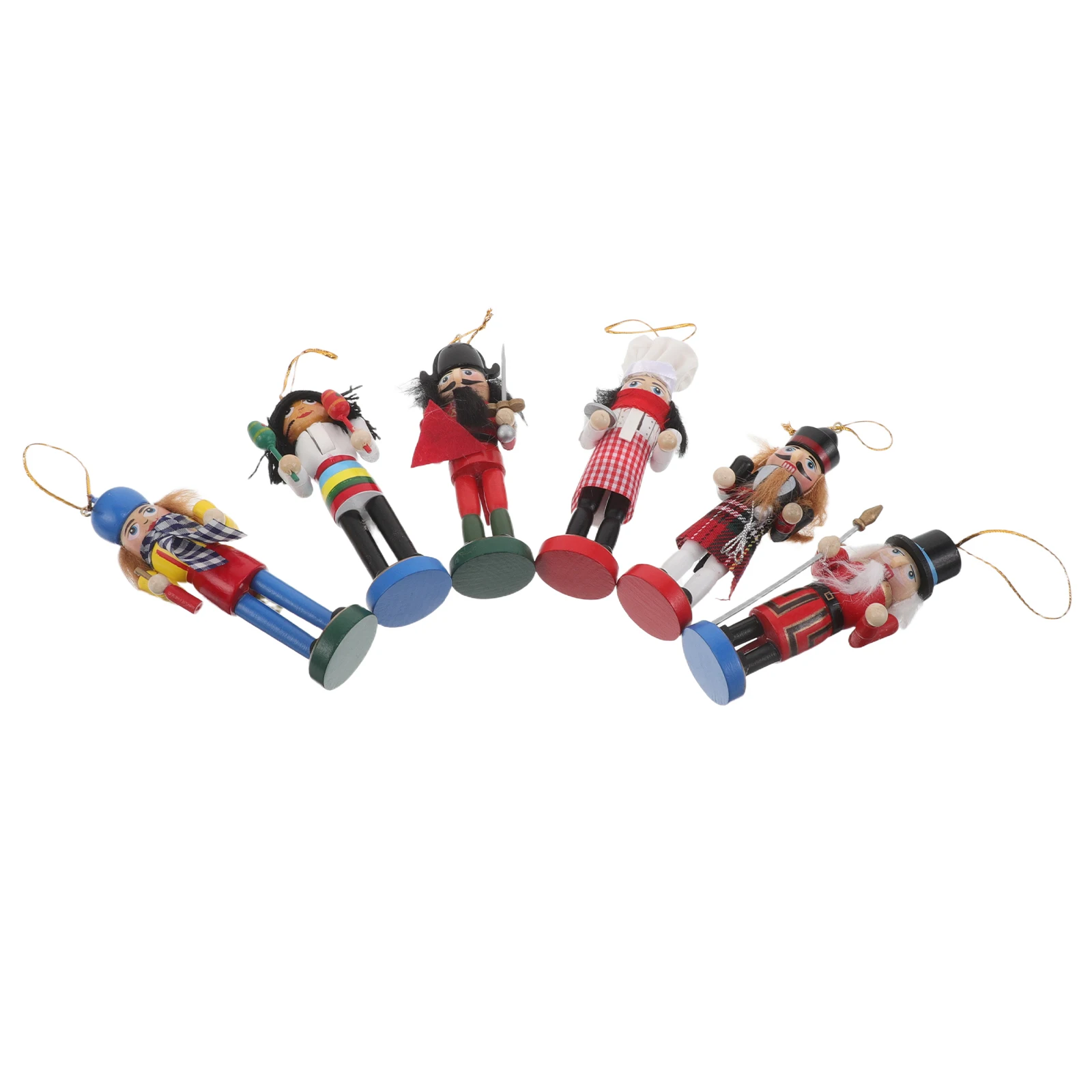 

6Pcs Wooden Nutcracker Soldier Pendants Holiday Decor Christmas Tree Hanging Ornaments Xmas Party Supplies