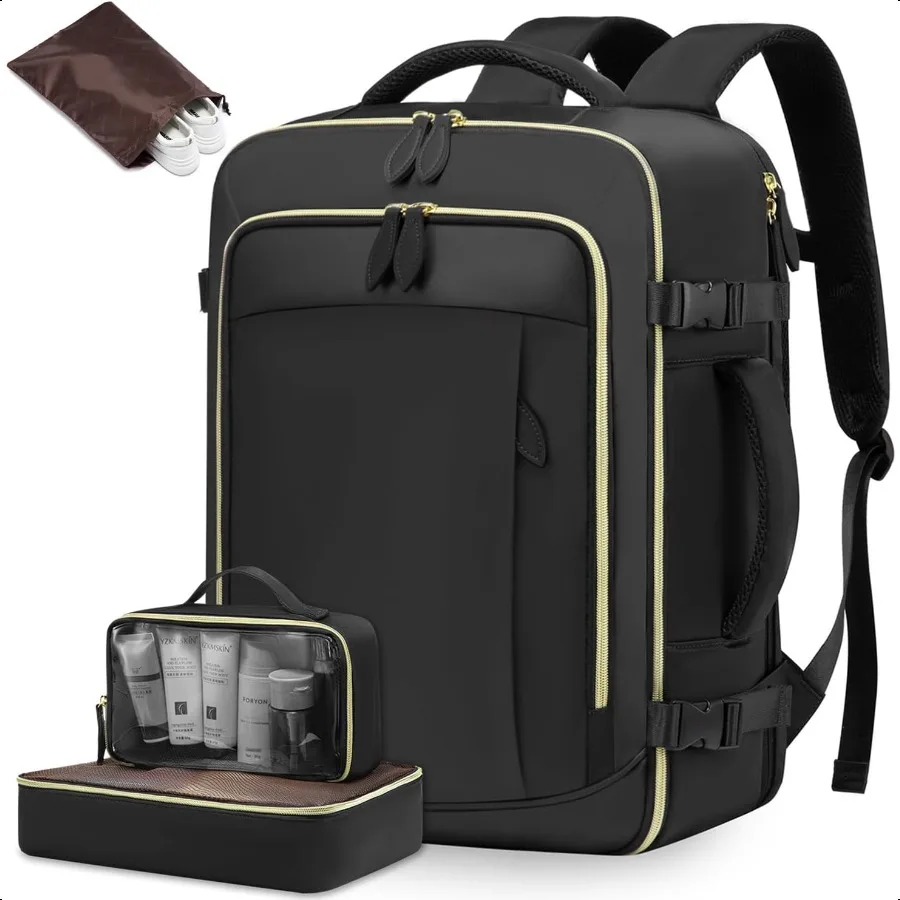 

Travel Backpack for Women 40L Carry On Backpack with 3 Packing Cubes TSA Personal Item Travel Bag Airline Appd Water Resistant
