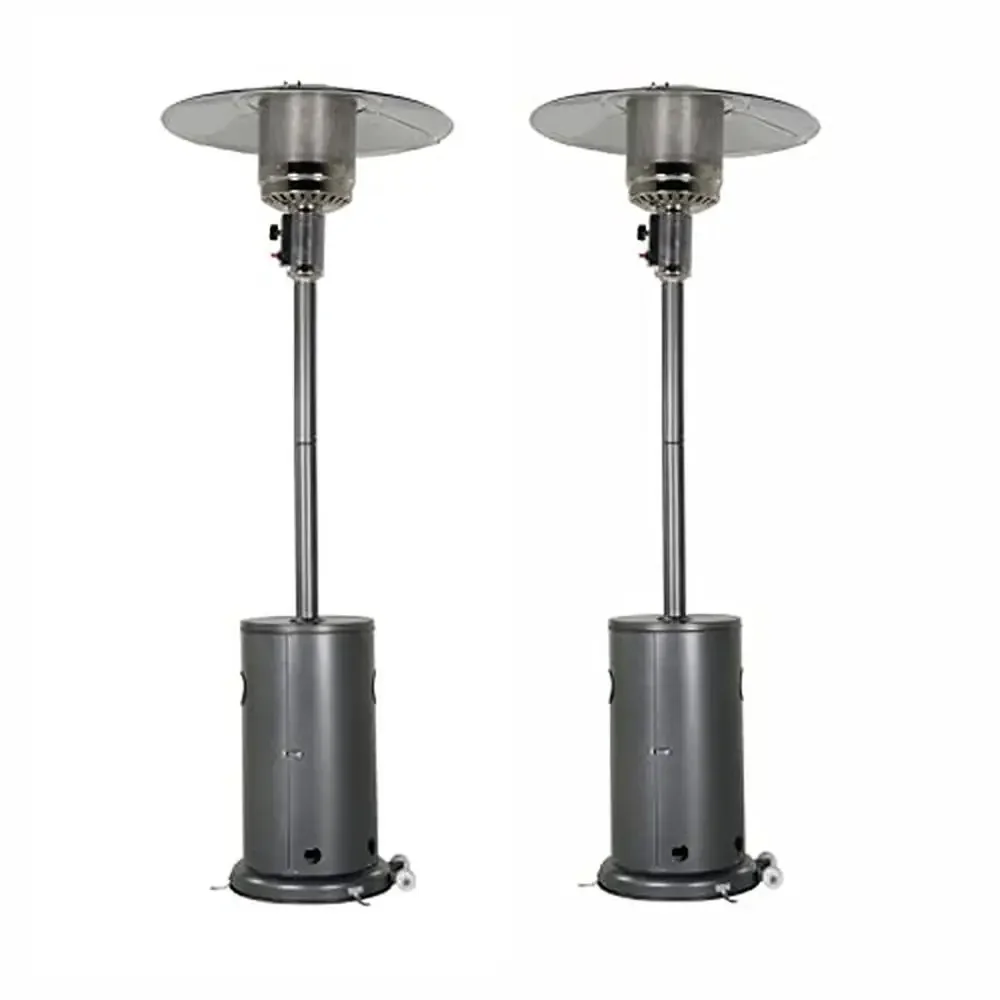 48,000 BTU Freestanding Mushroom 7' Powder Coated LP Patio Heater with Wheels Protective Cover And Tabletop Graphite 2PCS