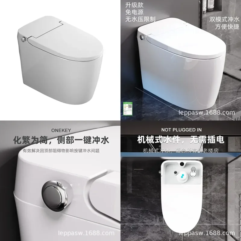 One Piece Siphon Toilet with Built-in Tank No Water Pressure Limit Plug-free Installation Water Saving Deodorizing