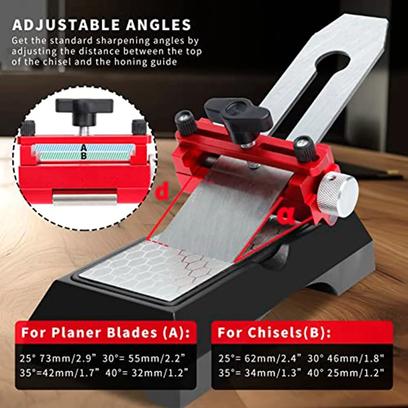 Honing Guide Tool, Chisel Sharpening Jig Tool Fixation For Woodworking, Chisels And Planes 0-2.6Inch (Honing Guide)
