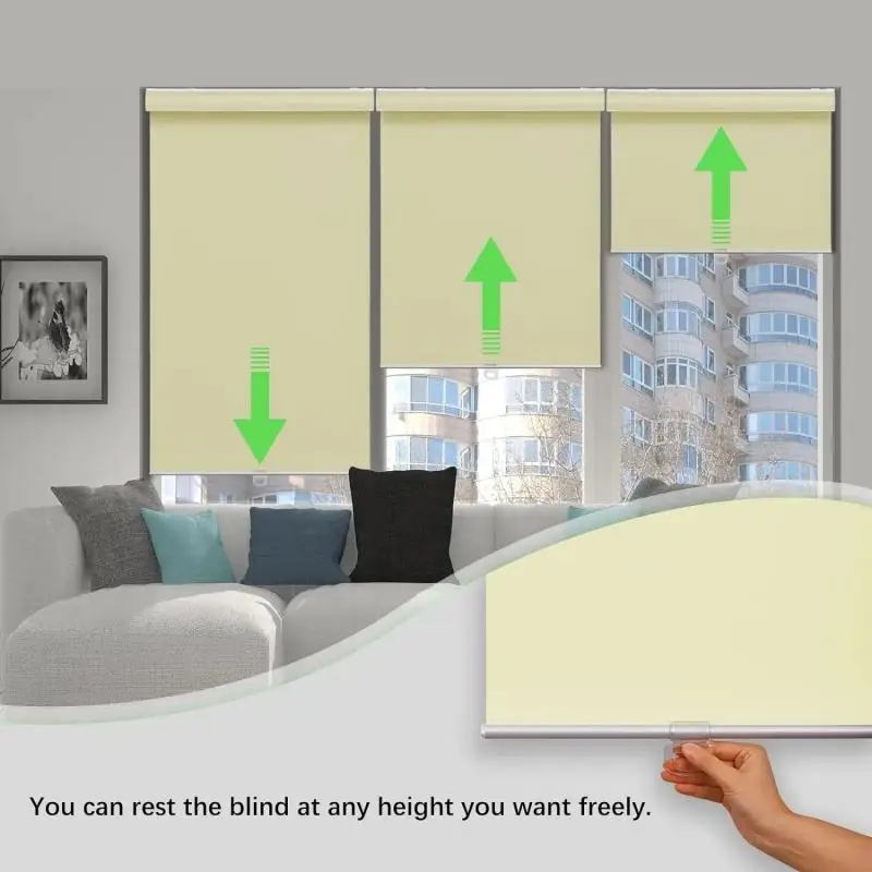 Modern Design Popular Blackout  Manual Cordless Spring Roller Blinds For Bedroom Office Windows